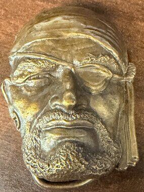 Vintage 1977 Bergamot Brass‎ Works Pirate Belt Buckle Bearded Man Face 2"
